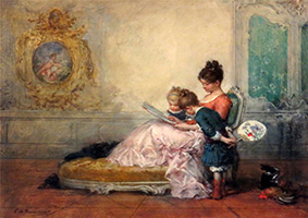 Edouard Charles de Beaumont Reading to the Children